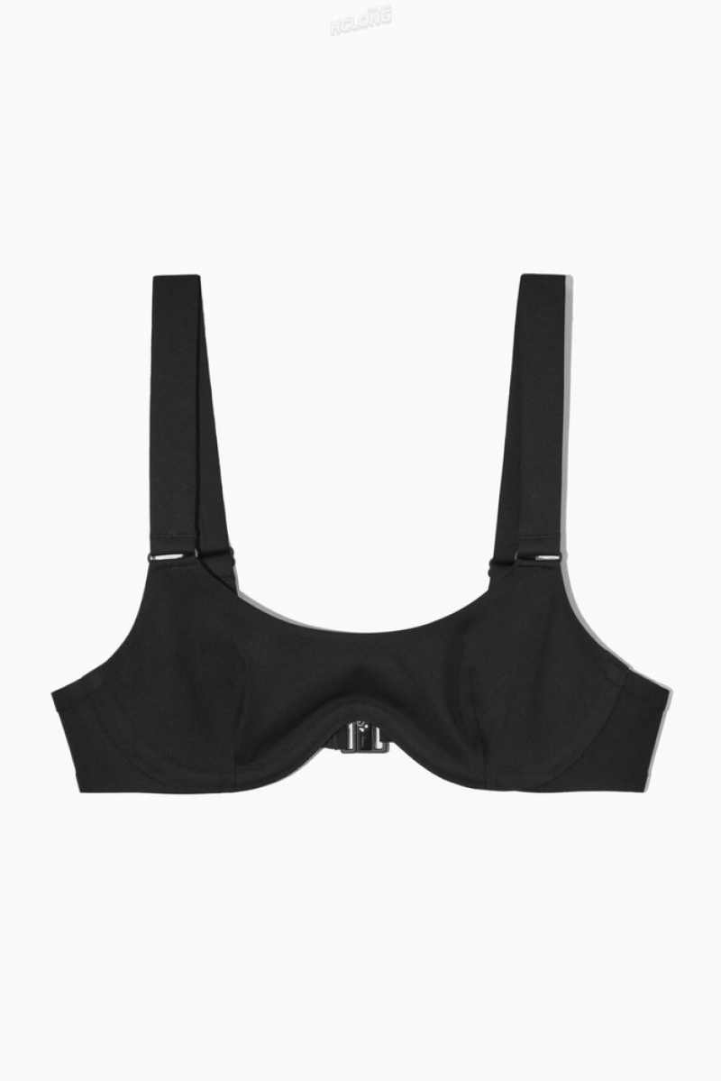 Black COS Scoop Underwired Bikini Top Swimwear | 187345-ZMG