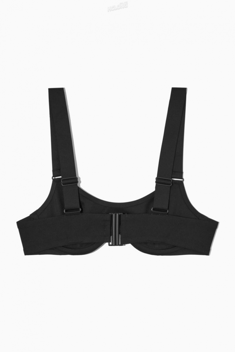 Black COS Scoop Underwired Bikini Top Swimwear | 187345-ZMG