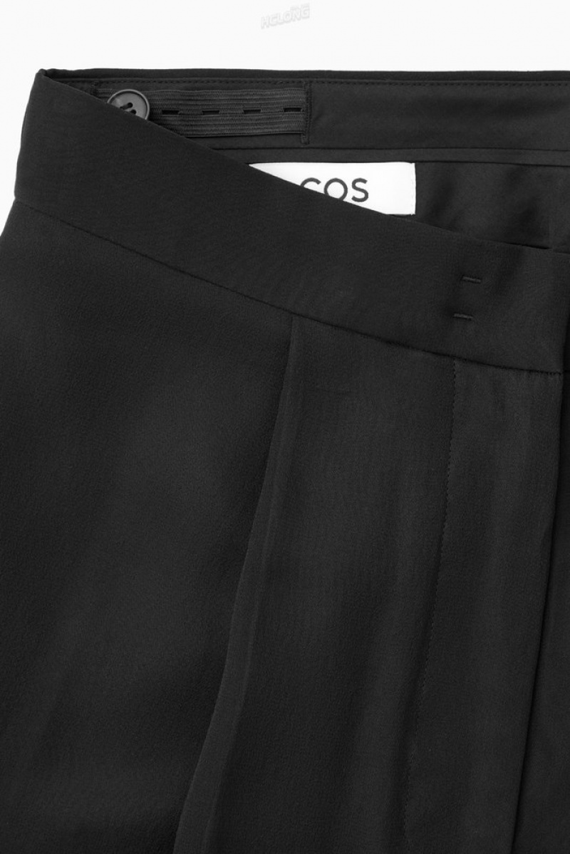 Black COS Sheer Silk Trousers Trousers | 857421-OQY