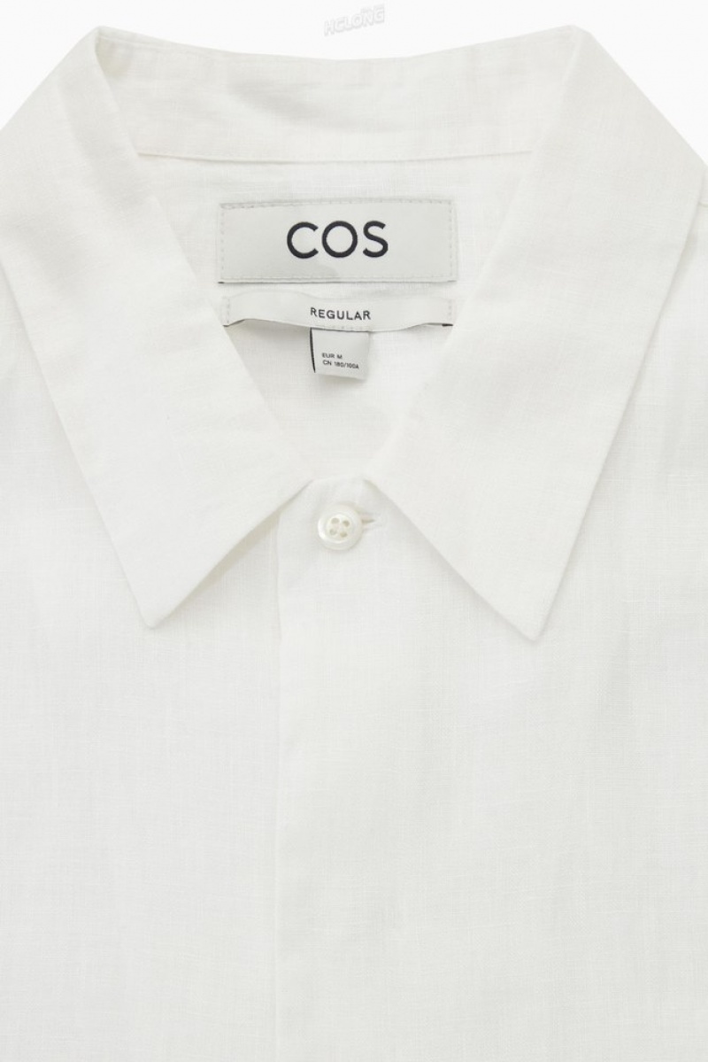 Black COS Short-Sleeved Linen Shirt Shirts | 019836-QLI