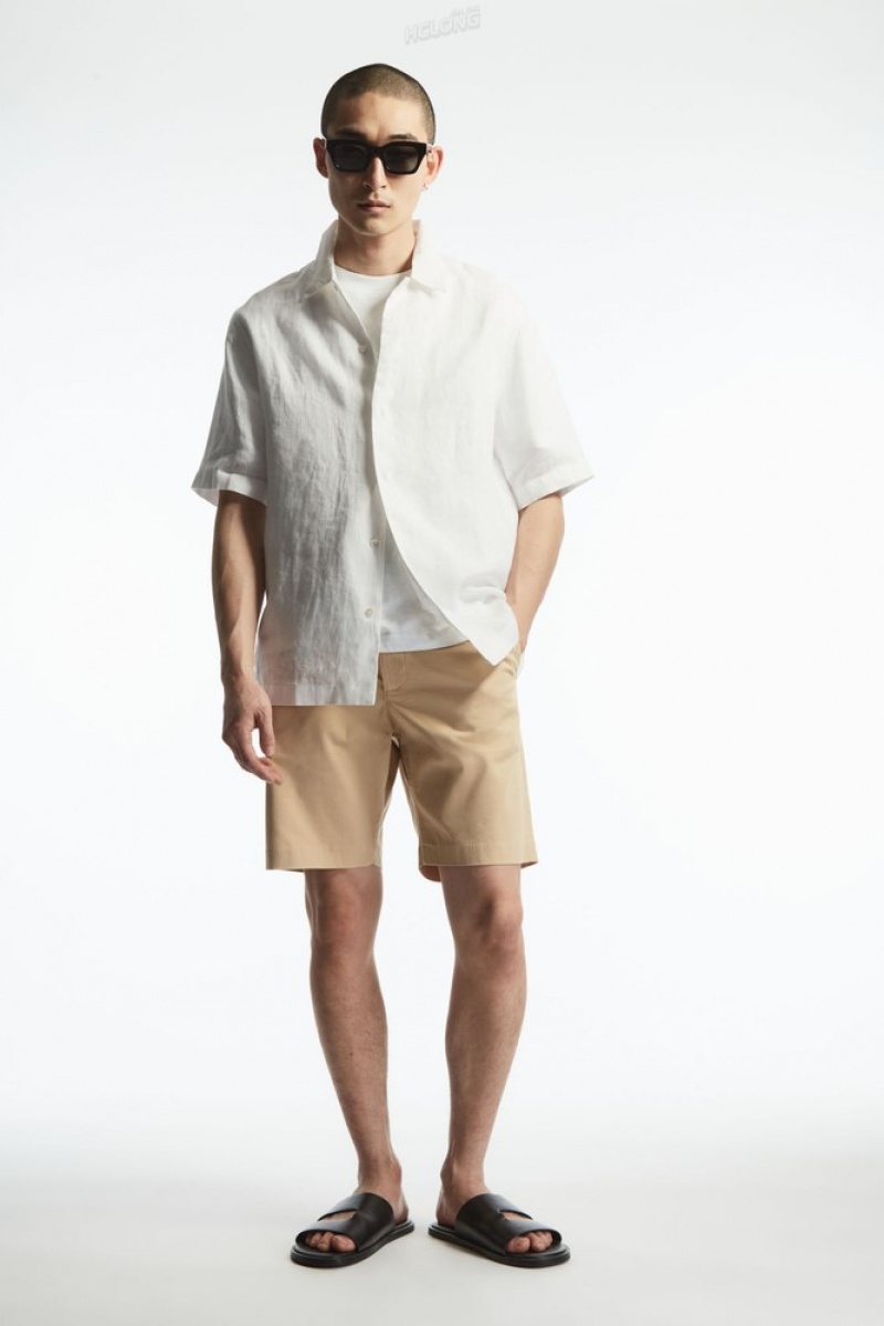 Black COS Short-Sleeved Linen Shirt Shirts | 019836-QLI