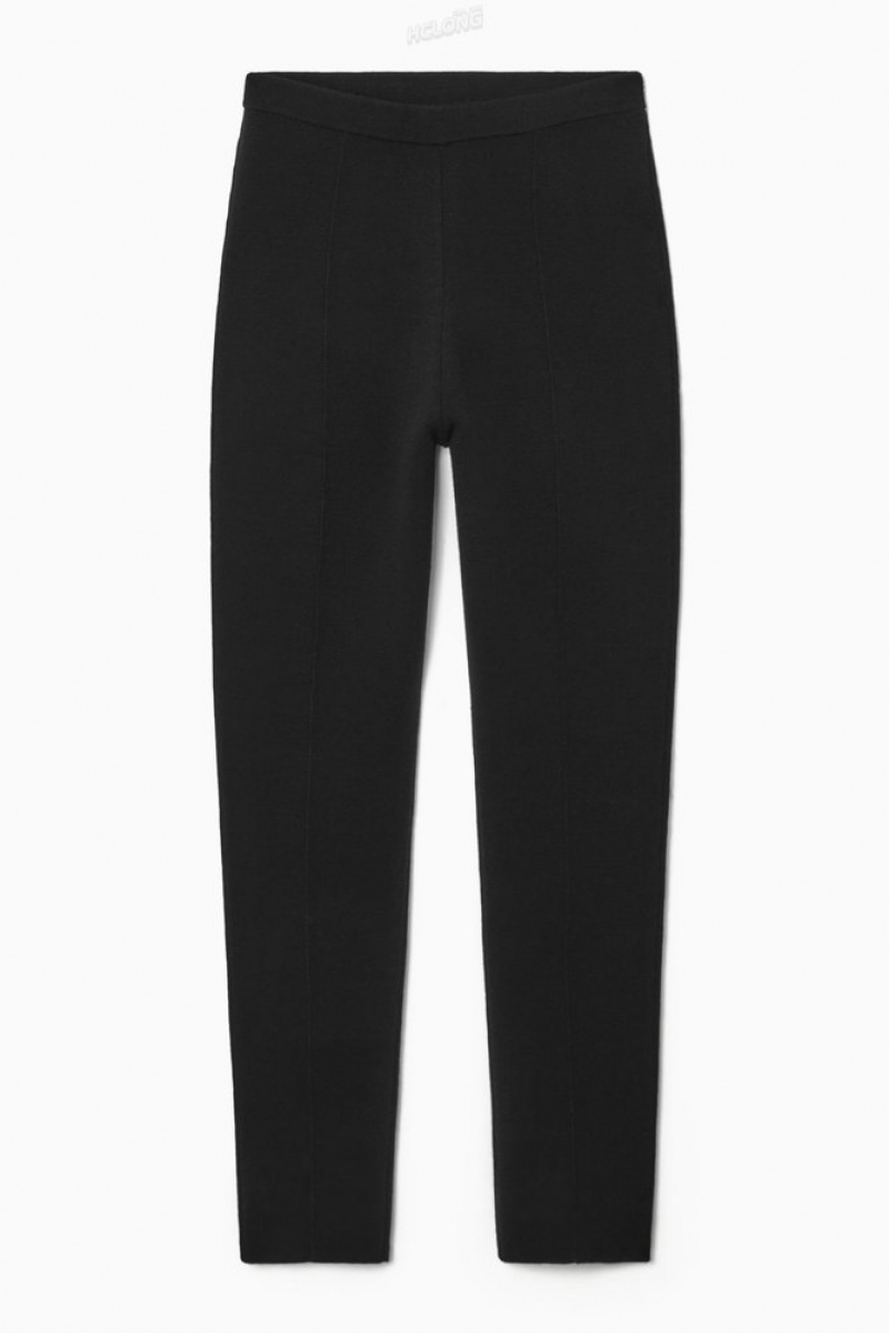 Black COS Slim-Fit Knitted Pants Pants | 842670-FQA