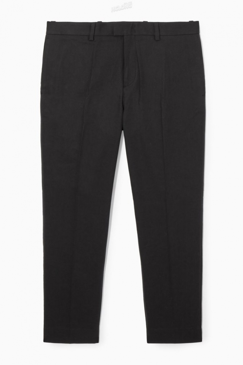 Black COS Slim-Leg Tailored Cotton Pants Pants | 124857-KHB