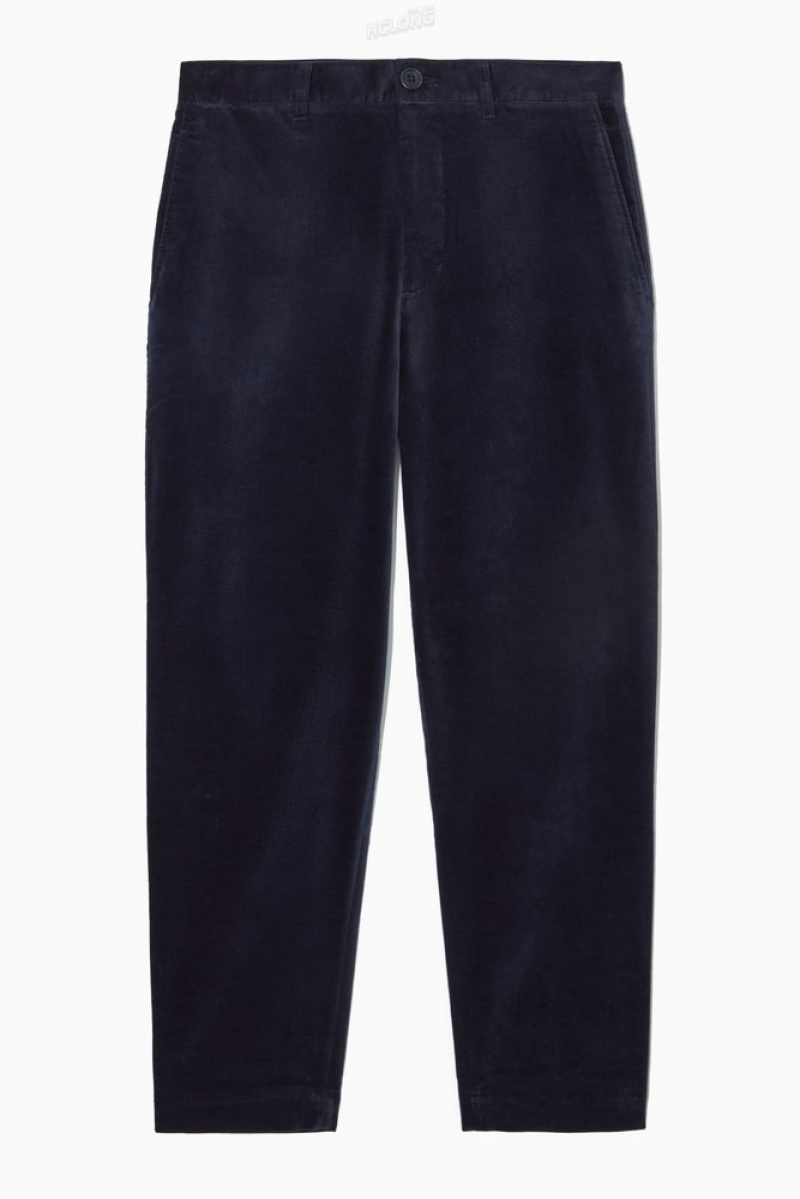 Black COS Straight-Leg Cotton-Moleskin Trousers Trousers | 980642-DVR