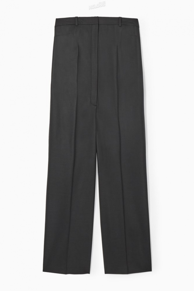 Black COS Strapless Wool Tailored Jumpsuit Jumpsuits | 871906-WLQ