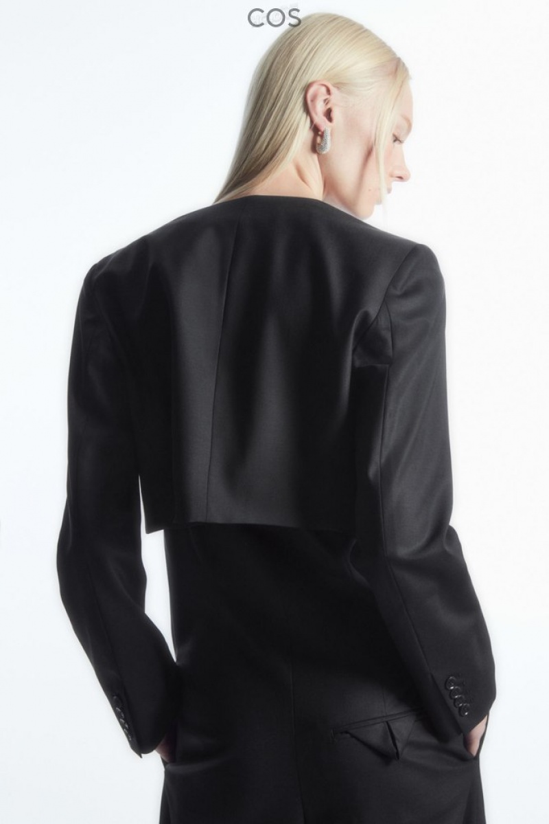 Black COS Tailored Cropped Bolero Jacket Coats & Jackets | 120374-DYG