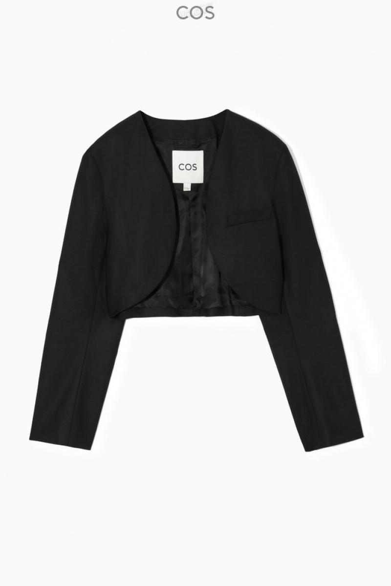 Black COS Tailored Cropped Bolero Jacket Coats & Jackets | 120374-DYG