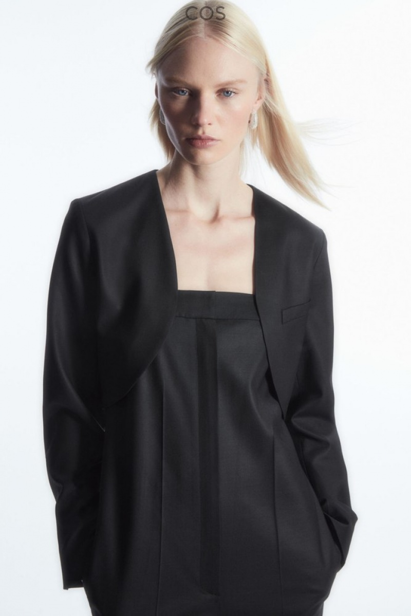 Black COS Tailored Cropped Bolero Jacket Coats & Jackets | 120374-DYG