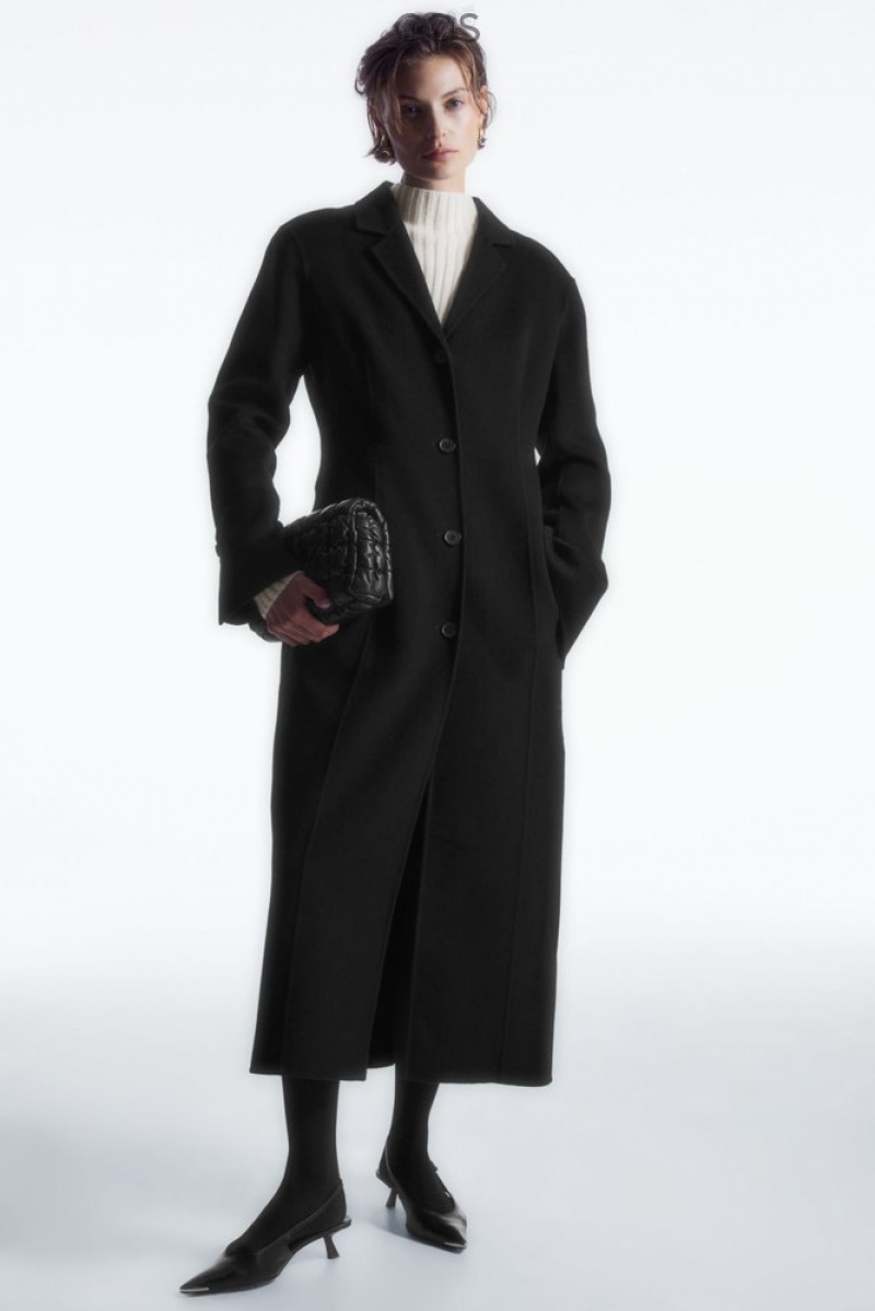 Black COS Tailored Double-Faced Wool Coat Coats & Jackets | 054962-MWC