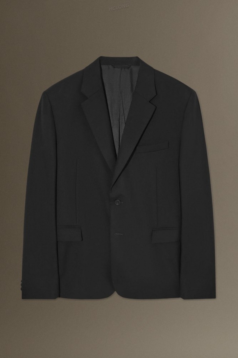 Black COS Tailored Wool-Flannel Blazer - Regular Blazers | 029458-LIM