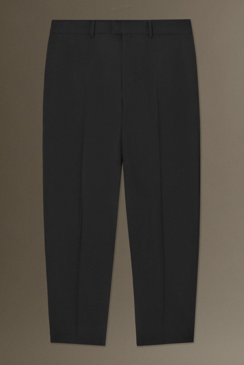 Black COS Tailored Wool-Hopsack Pants - Straight Suit Pants | 243865-HSX