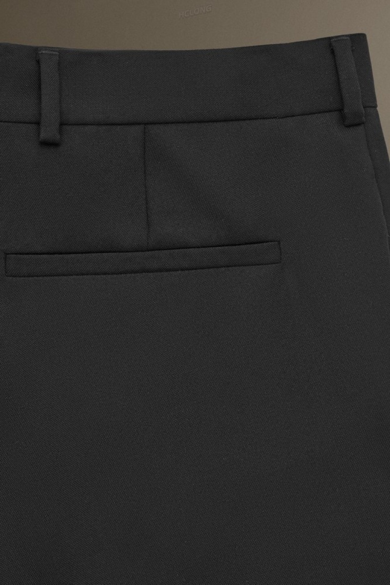 Black COS Tailored Wool-Hopsack Pants - Straight Suit Pants | 243865-HSX