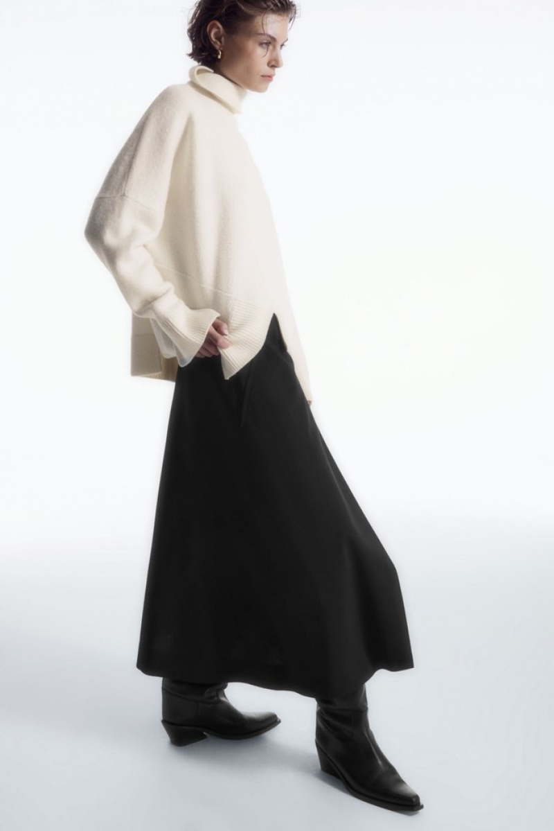 Black COS Tailored Wool Midi Wrap Skirt Skirts | 912064-USM