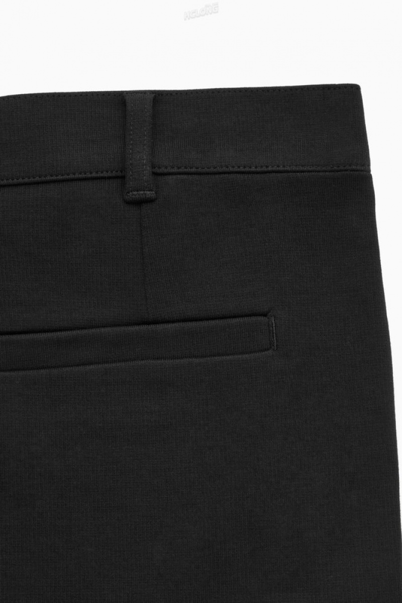 Black COS Tapered Cotton-Jersey Trousers Pants | 162974-HGF