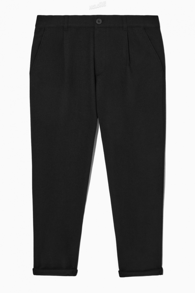 Black COS Tapered Wool Chinos Pants | 748935-FAZ