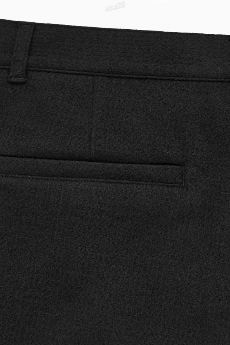 Black COS Tapered Wool Chinos Pants | 748935-FAZ