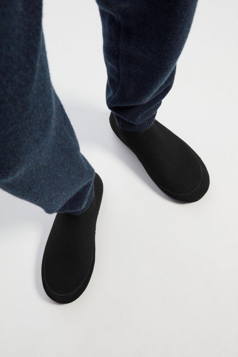 Black COS Teddy-Lined Knitted Slippers Slippers | 504687-XQJ