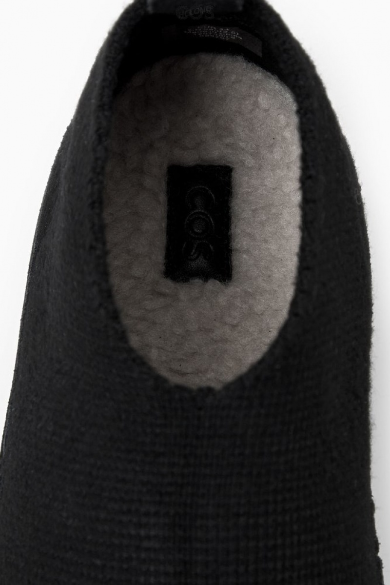 Black COS Teddy-Lined Knitted Slippers Slippers | 504687-XQJ