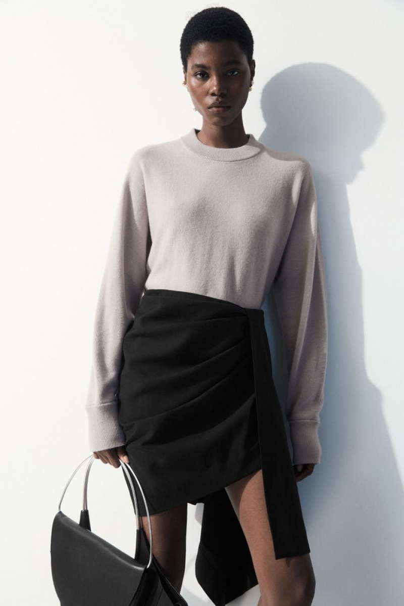 Black COS The Asymmetric Draped Mini Skirt Skirts | 947816-YIQ