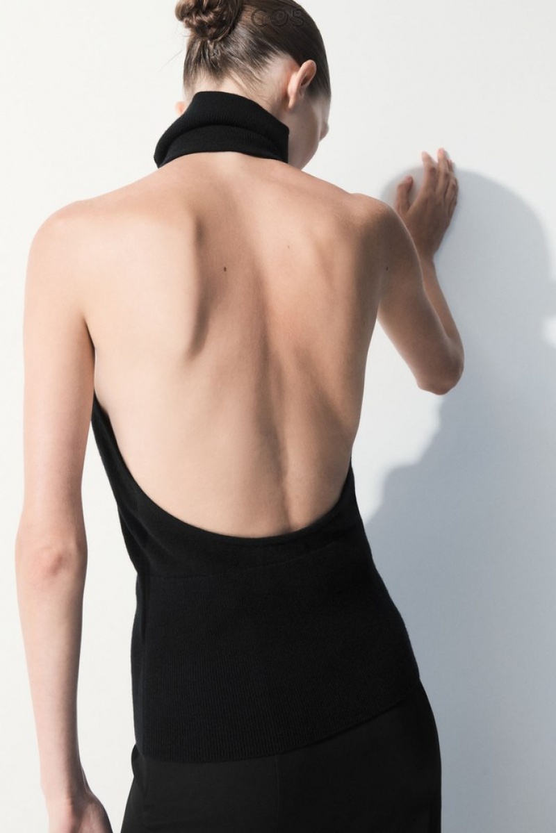 Black COS The Backless Cashmere Top Sweaters & Cardigans | 835097-WOP