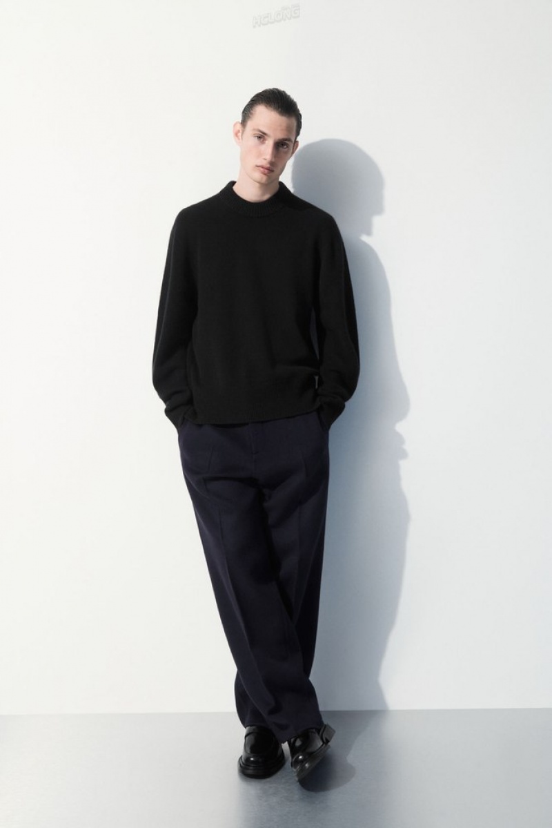 Black COS The Cashmere Crew-Neck Sweater Sweaters & Cardigans | 201389-VQU