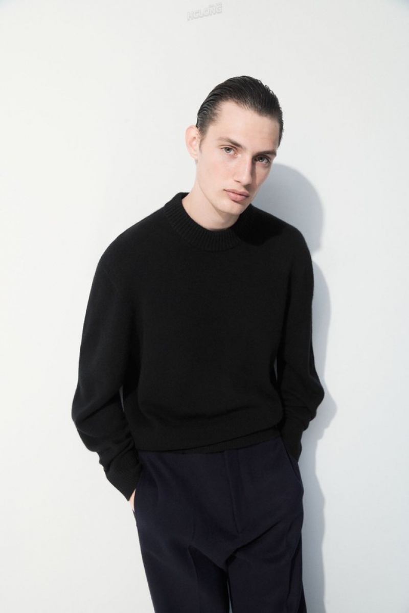 Black COS The Cashmere Crew-Neck Sweater Sweaters & Cardigans | 201389-VQU