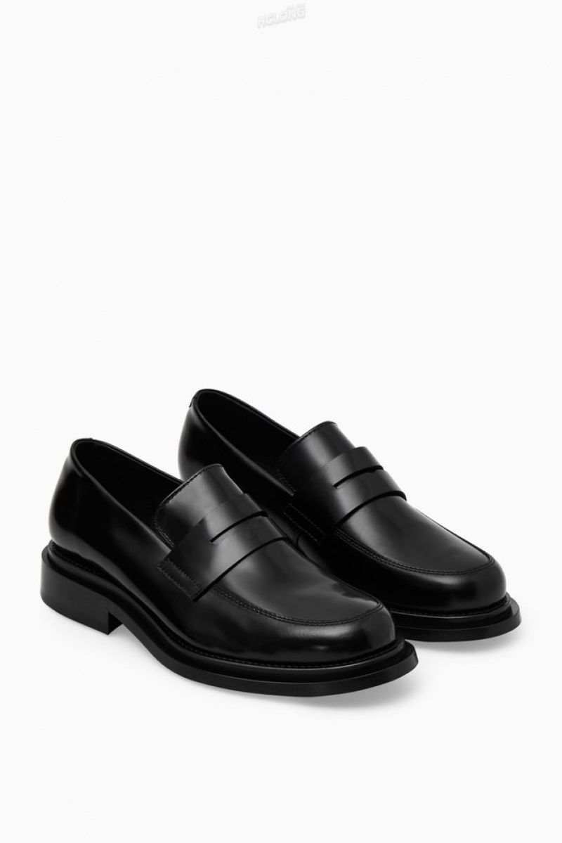 Black COS The Chunky Leather Loafers Loafers | 250347-OGV