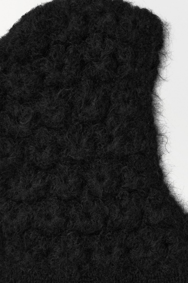 Black COS The Crochet-Knit Balaclava Scarves | 946312-TLU