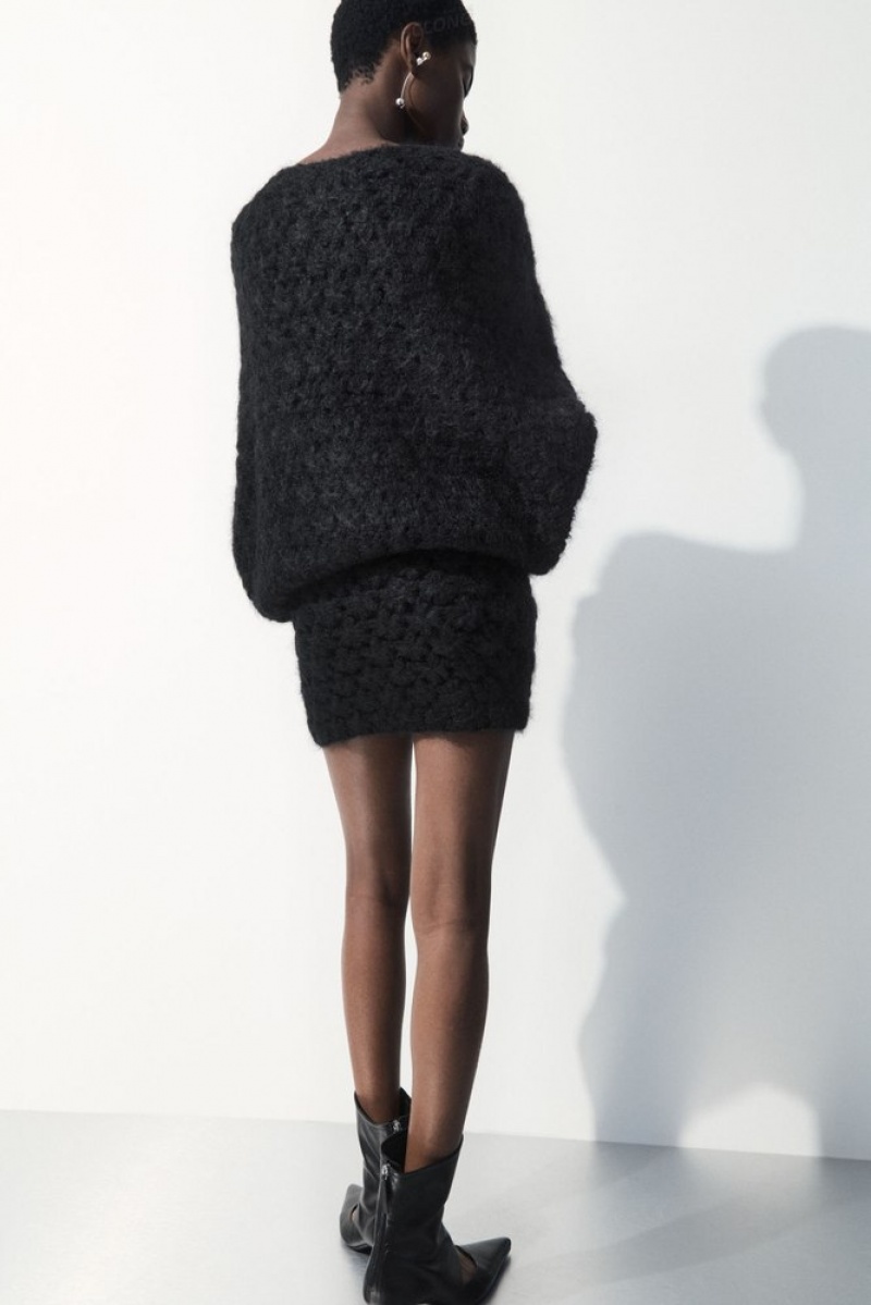 Black COS The Crochet-Knit Mini Skirt Skirts | 463715-OSN