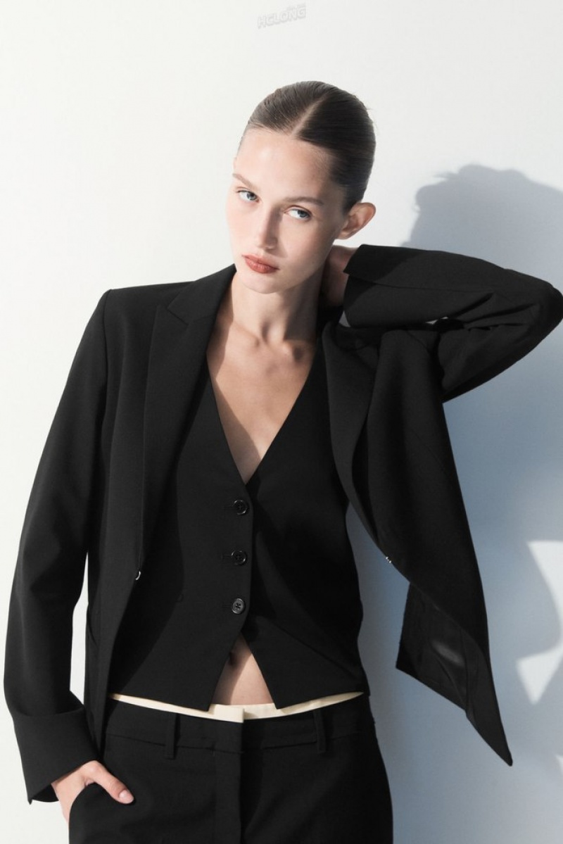 Black COS The Deconstructed Blazer Blazers & Tailoring | 294570-OKB