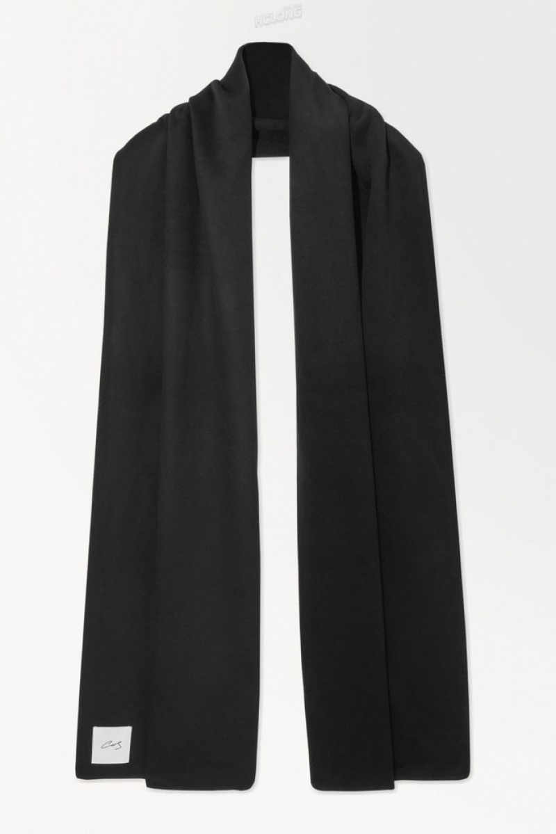 Black COS The Double-Faced Wool Scarf Scarves | 123670-LSO