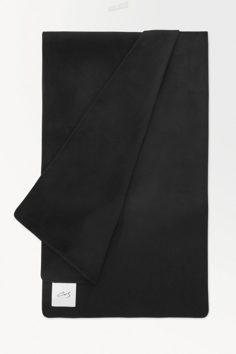 Black COS The Double-Faced Wool Scarf Scarves | 123670-LSO