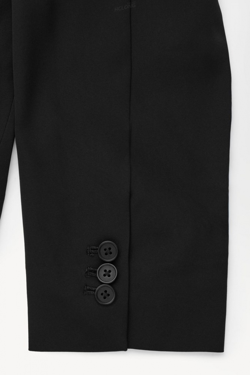 Black COS The Draped-Waist Blazer Blazers & Tailoring | 260458-RPD