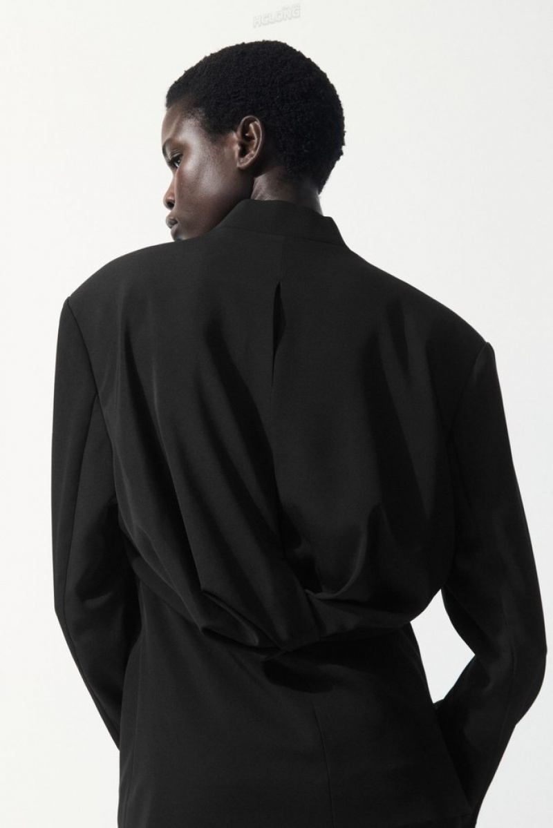 Black COS The Draped-Waist Blazer Blazers & Tailoring | 260458-RPD