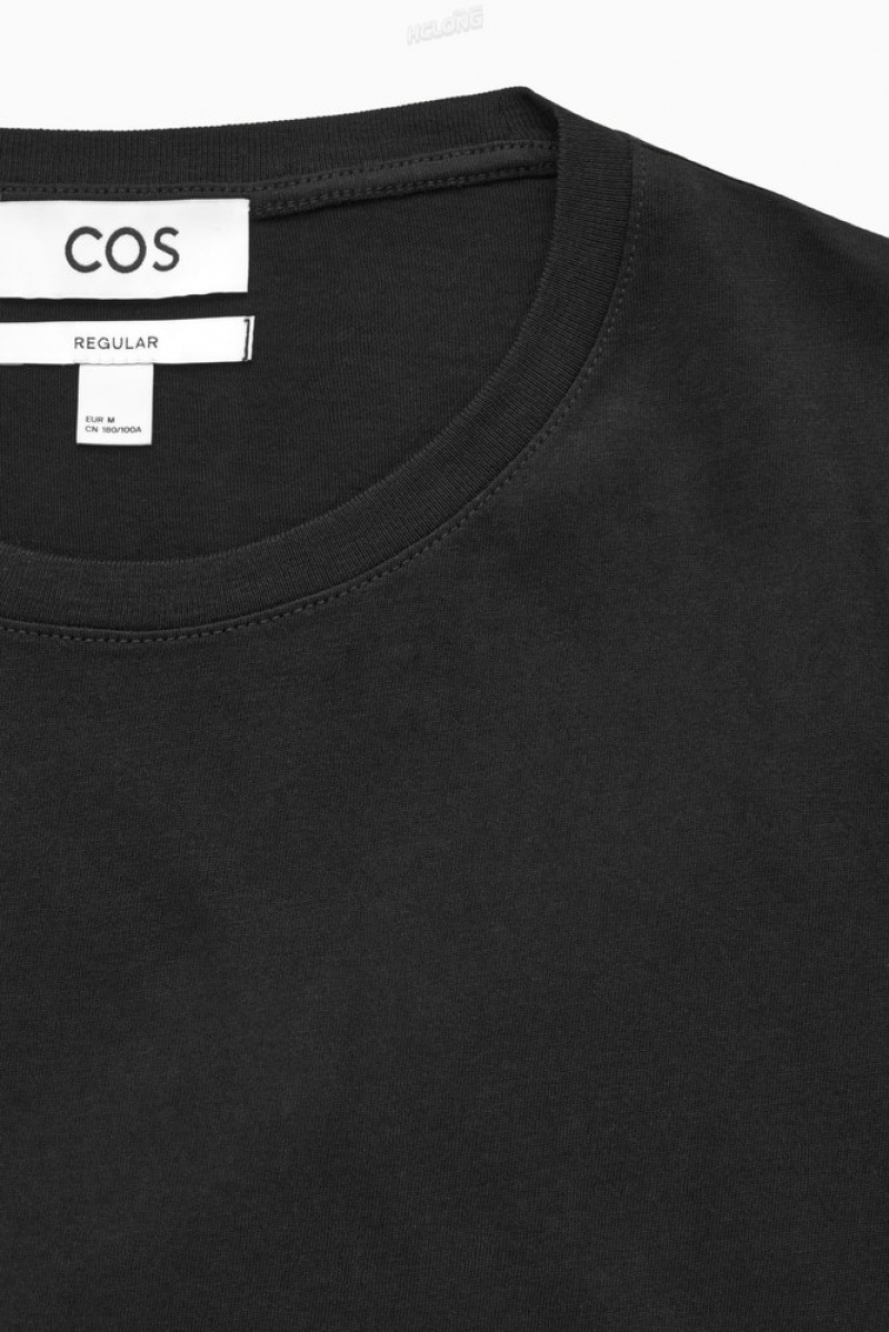 Black COS The Extra Fine T-Shirt T-shirts | 876513-SKJ