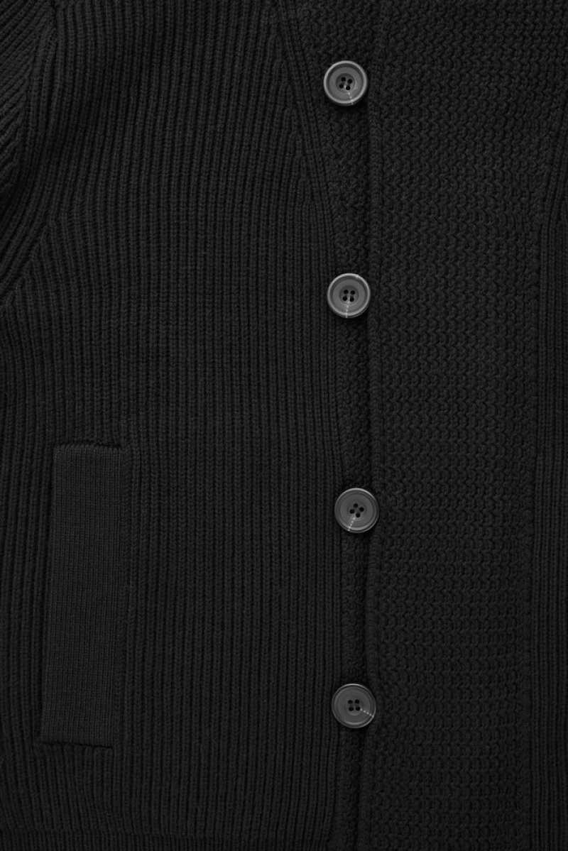 Black COS The Funnel-Neck Knitted Wool Jacket Coats & Jackets | 716294-TMU