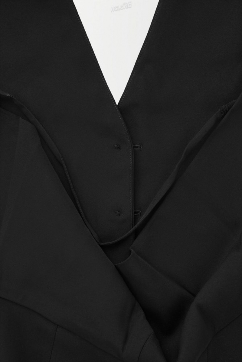 Black COS The Halterneck Silk-Blend Vest Blazers & Tailoring | 621045-BSR