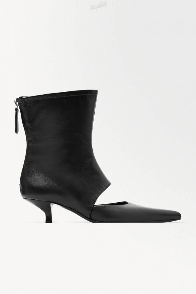 Black COS The Kitten-Heel Sock Boots Boots | 021986-OHG