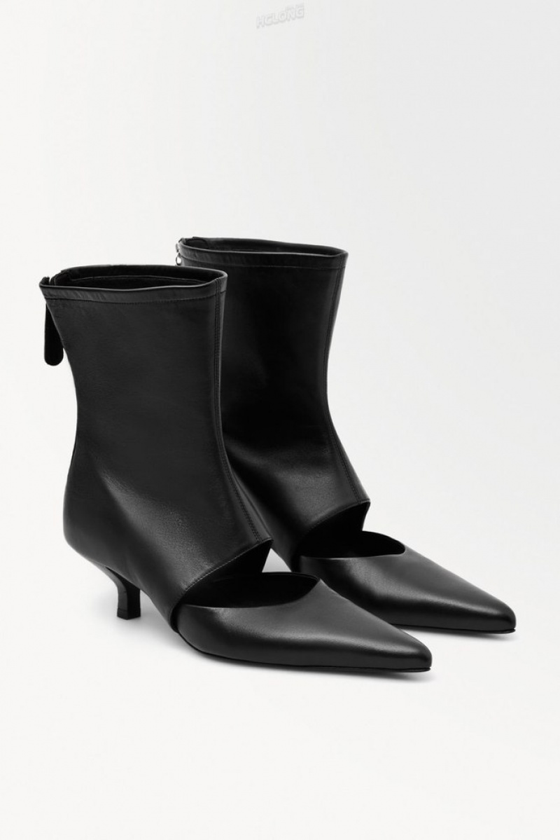 Black COS The Kitten-Heel Sock Boots Boots | 021986-OHG