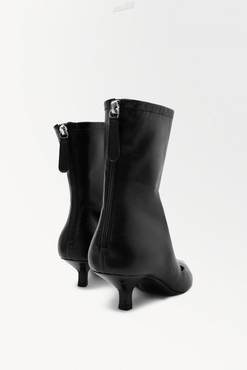 Black COS The Kitten-Heel Sock Boots Boots | 021986-OHG