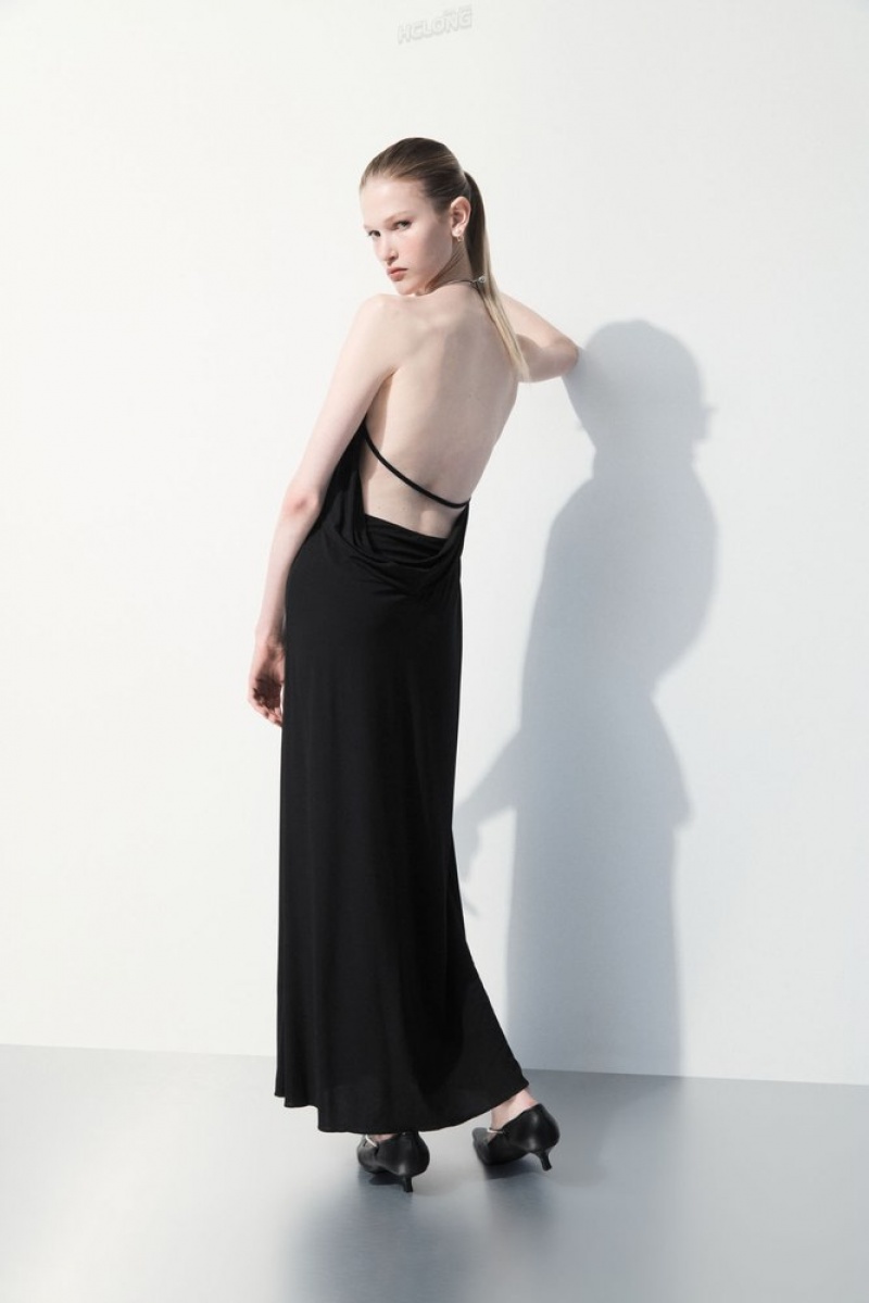 Black COS The Open-Back Necklace Dress Dresses | 570284-DKL