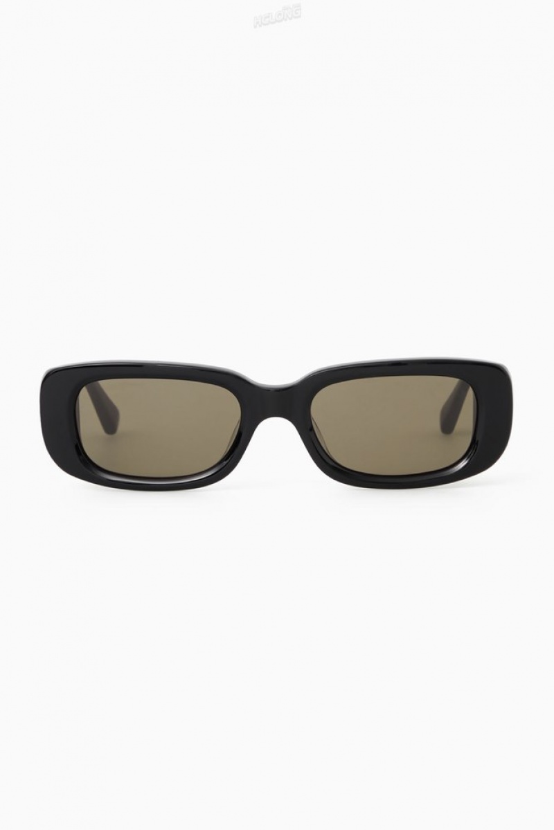 Black COS The Rectangle Acetate Sunglasses Sunglasses | 051723-GTP