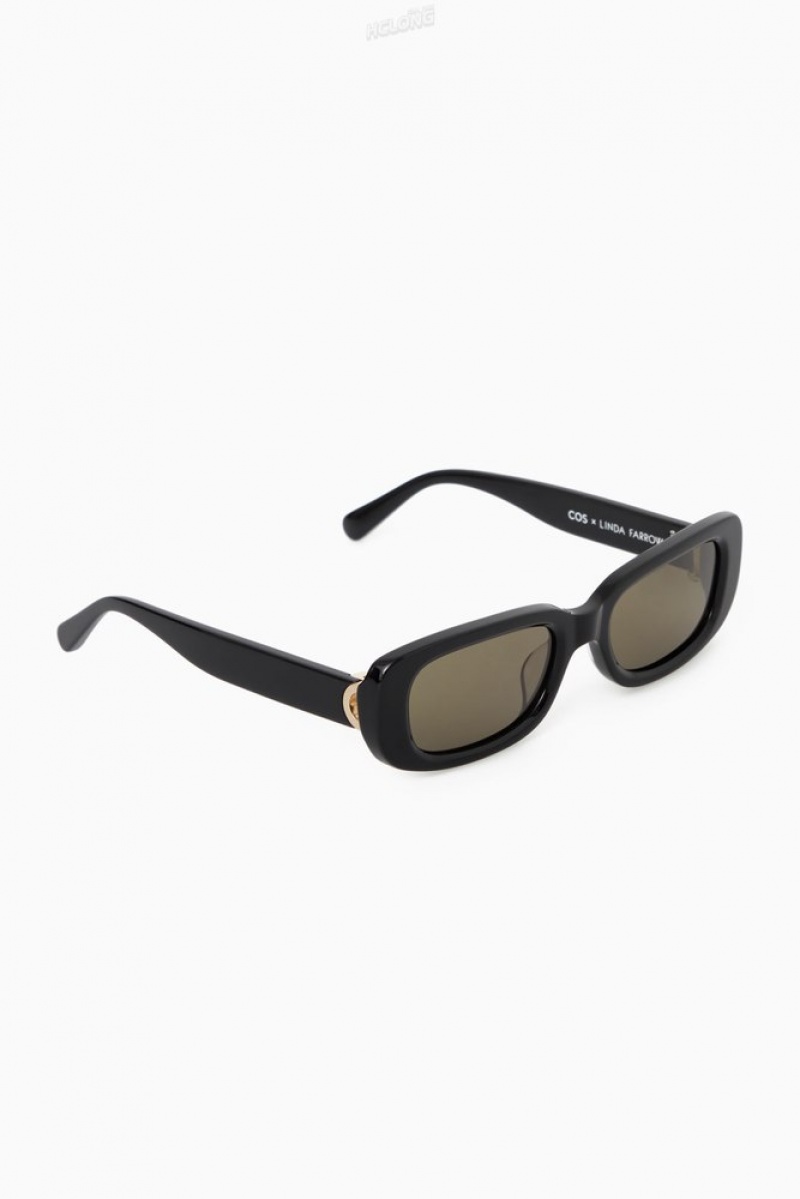 Black COS The Rectangle Acetate Sunglasses Sunglasses | 051723-GTP