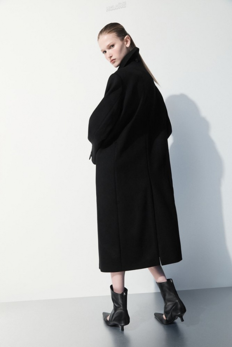 Black COS The Recycled-Cashmere Trench Coat Coats & Jackets | 549620-XLC