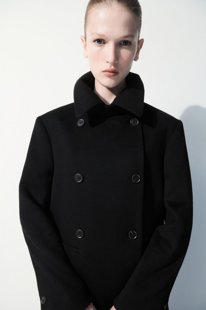 Black COS The Recycled-Cashmere Trench Coat Coats & Jackets | 549620-XLC