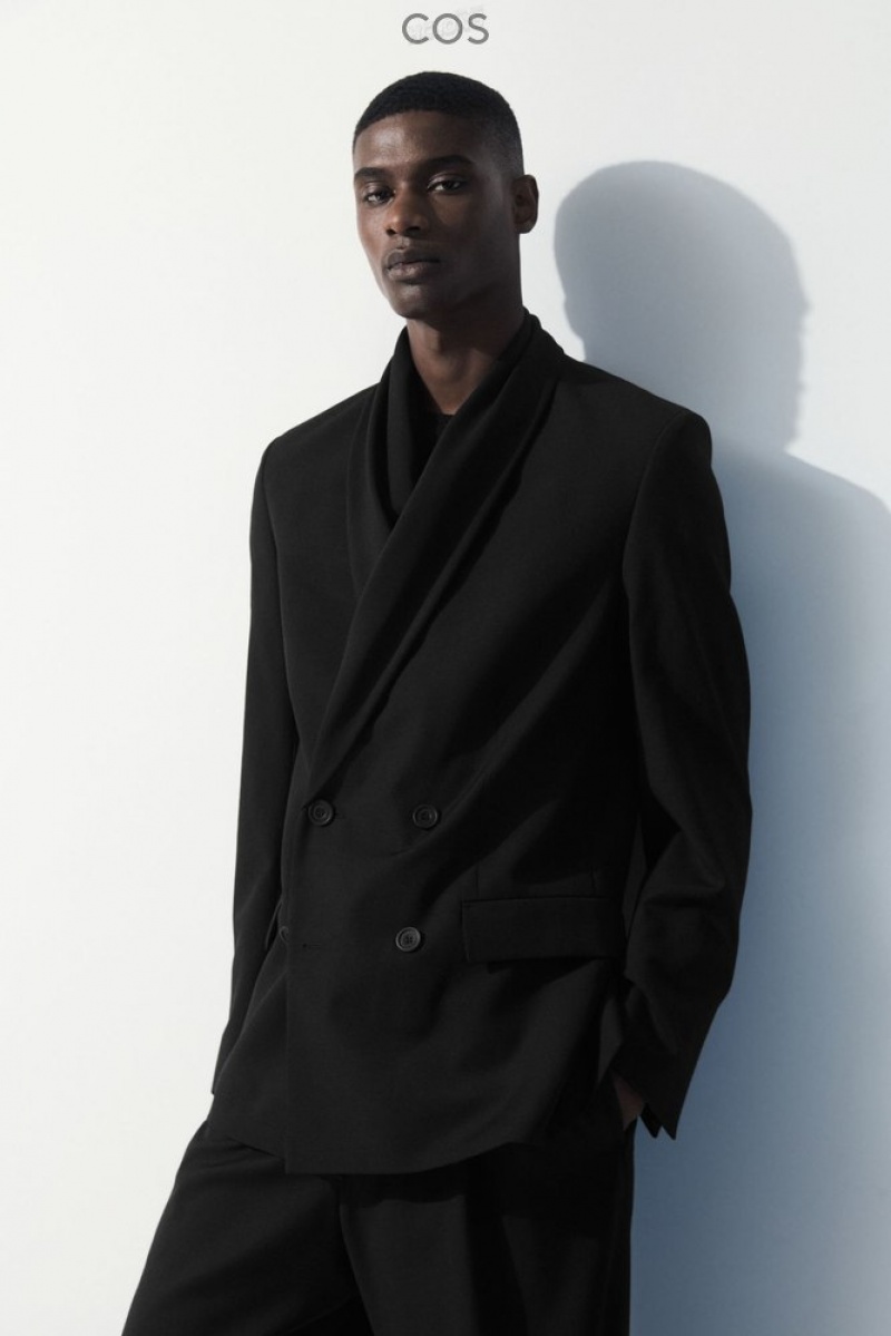 Black COS The Shawl-Collar Wool Blazer Blazers | 801673-GCY