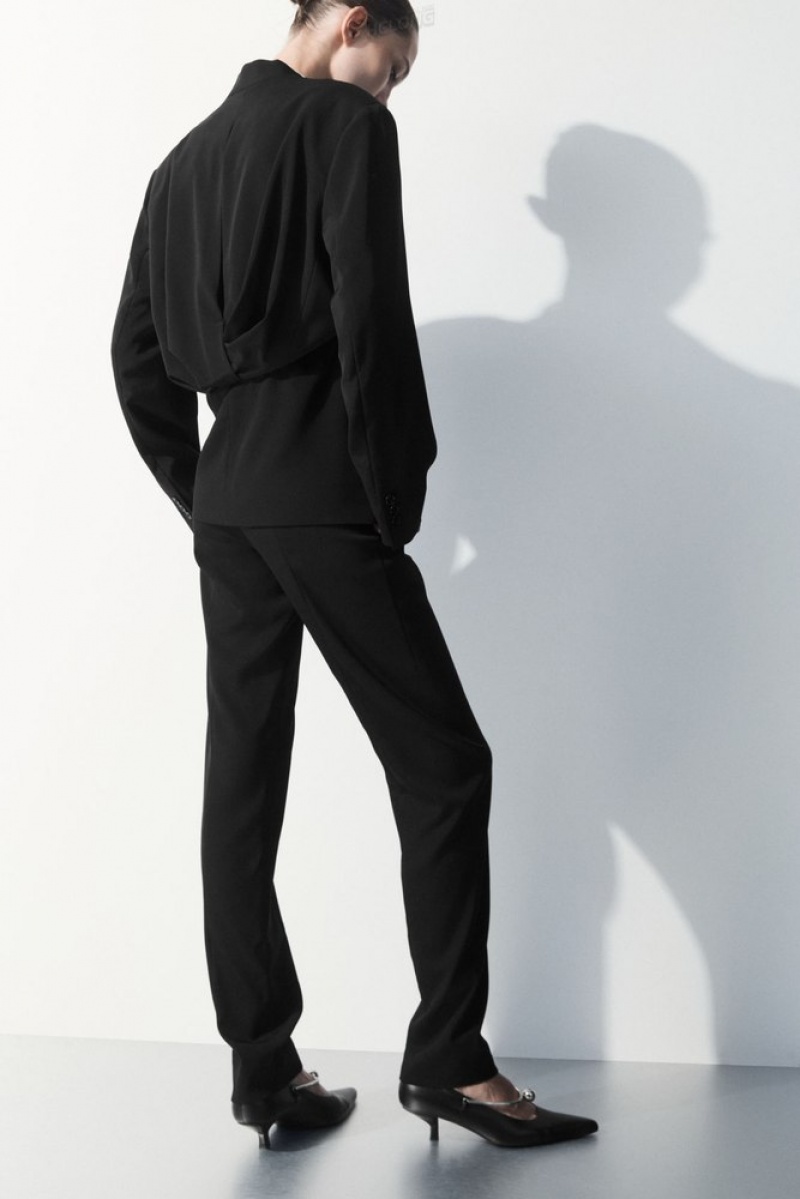 Black COS The Silk-Blend Pants Pants | 798316-WTX