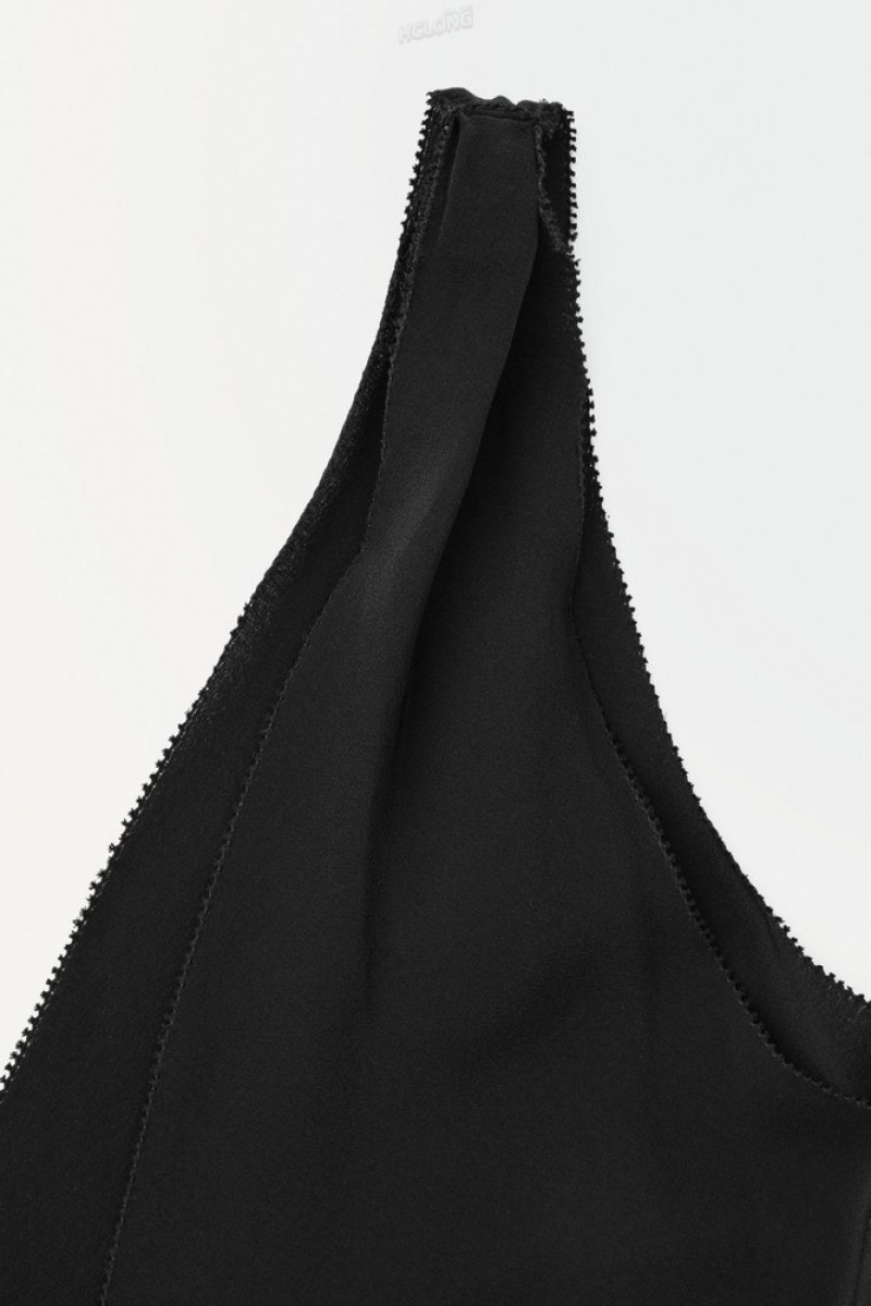 Black COS The Silk Scarf Dress Dresses | 596241-OBL