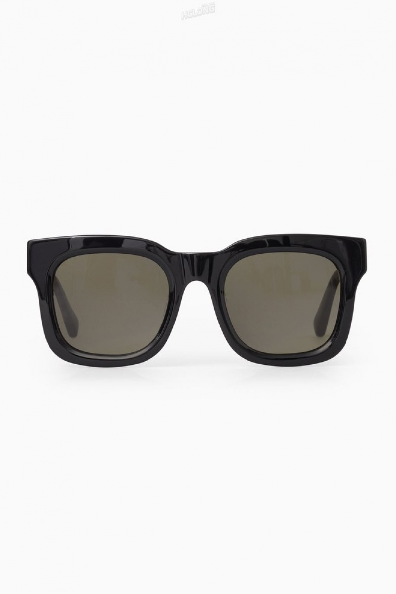 Black COS The Square Acetate Sunglasses Sunglasses | 641098-YSL