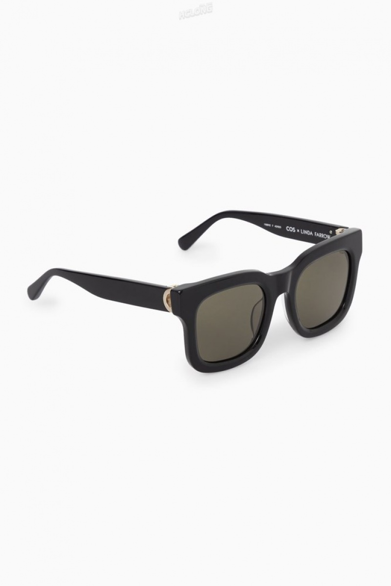 Black COS The Square Acetate Sunglasses Sunglasses | 641098-YSL